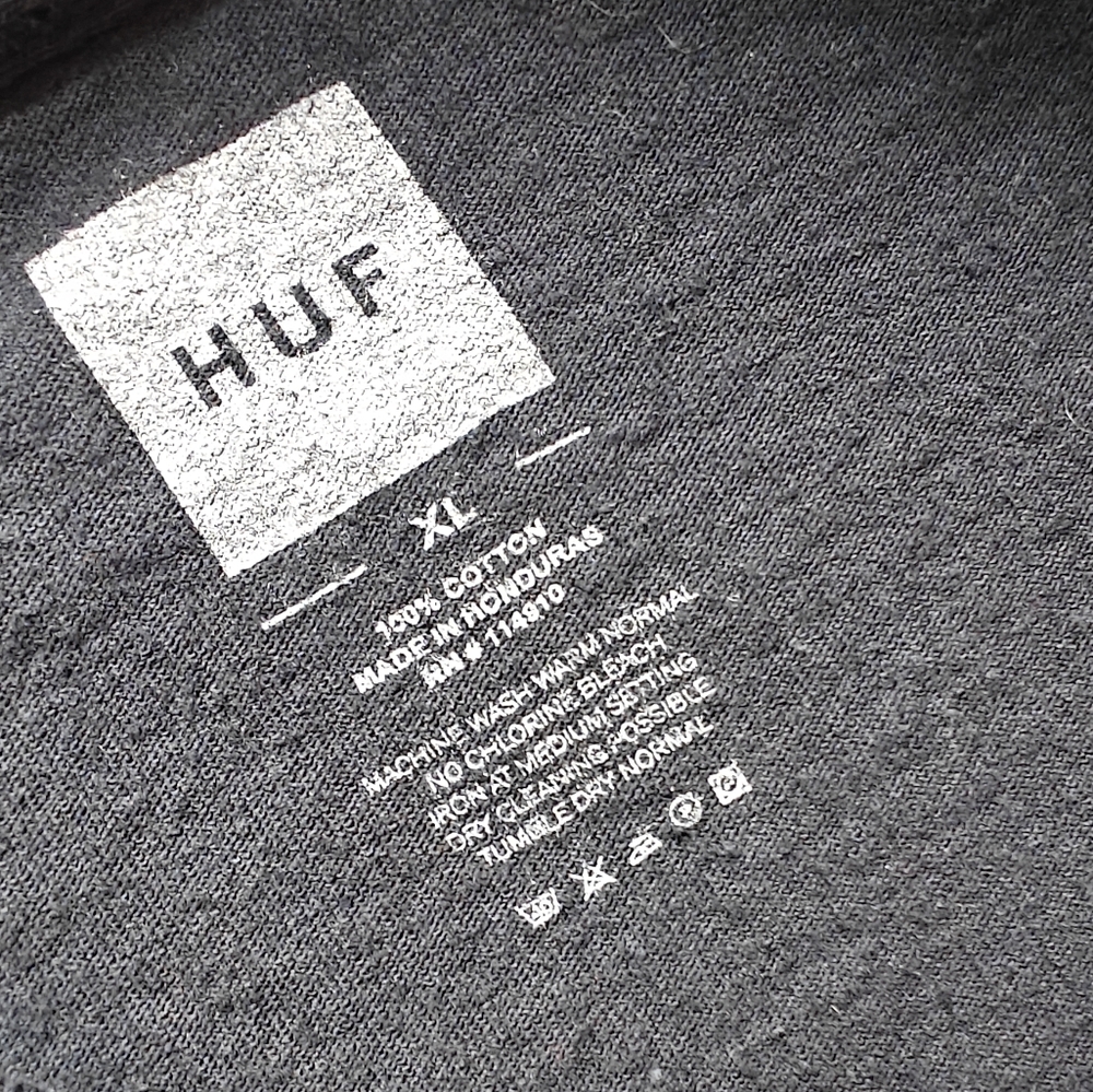 Huf Black Long Sleeve Shirt with Blue Rose Design - Picture 7 of 10